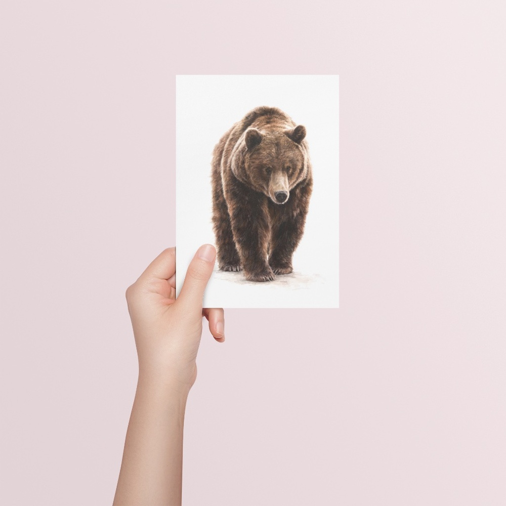 Watercolor Grizzly Bear Portrait Wall Art Print Poster - Unframed Artwork - Picture 5 of 5